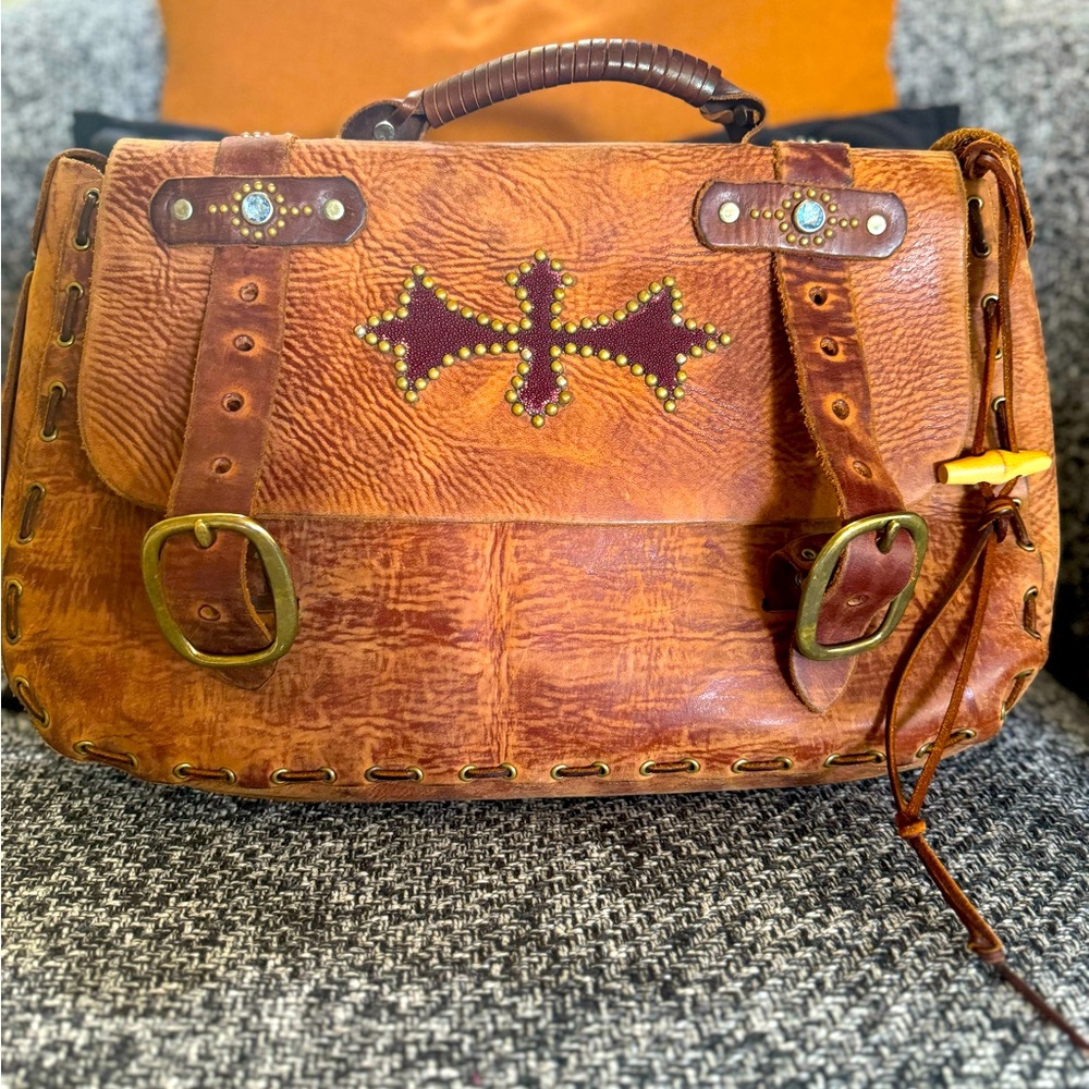 Jeff Gallea Leather Studded Messenger Bag
